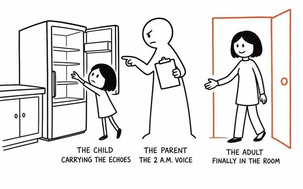 The child, the parent, and the adult finally in the room